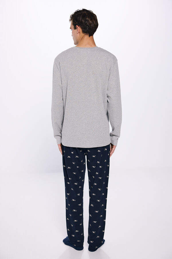 Springfield Pijama largo camiseta waffle moto gris