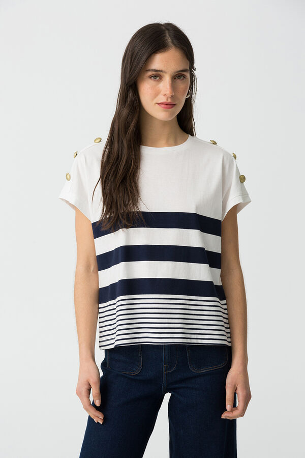 Tiffosi T-shirt &agrave;s riscas branco