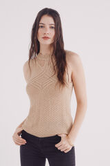 Springfield Top de malha lurex perfurado cru