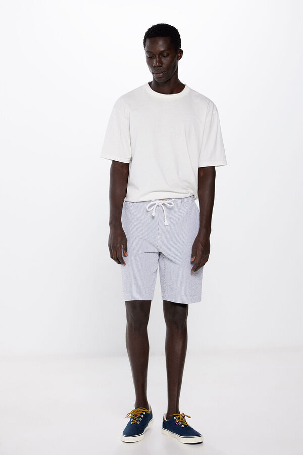 Springfield Bermuda efecto arrugado relax fit azul