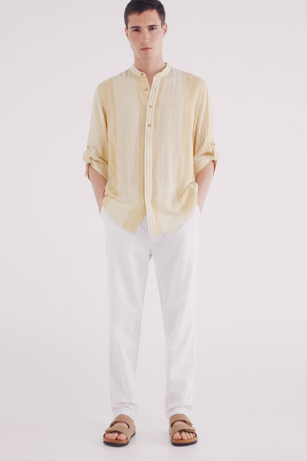 Springfield Pantal&oacute;n chino lino slim fit blanco