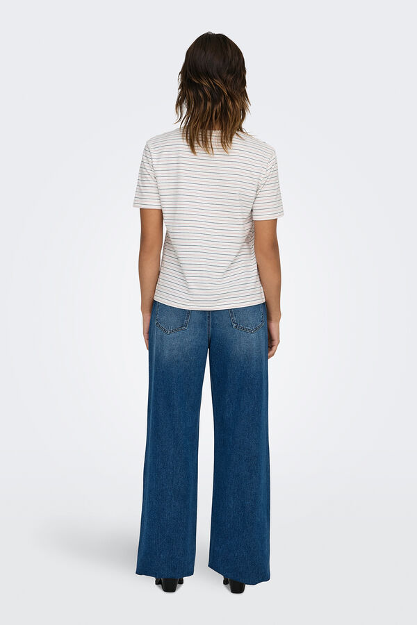 JDY Camiseta de manga corta y cuello redondo blanco