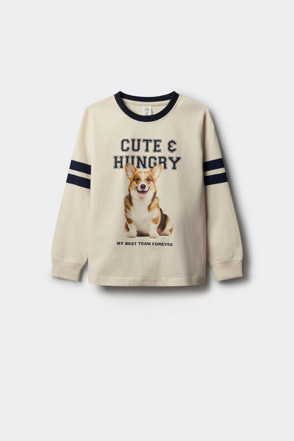Springfield Kids Camiseta de manga larga perro varsity ni&ntilde;a blanco