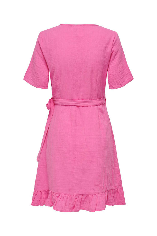 Only Vestido corto cruzado rosa