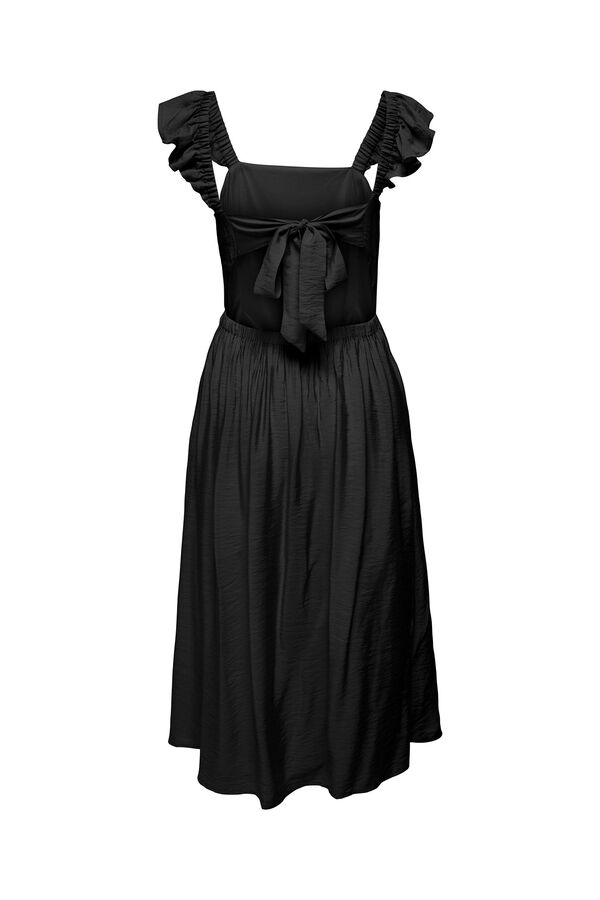 Only Vestido de lino espalda descubierta negro