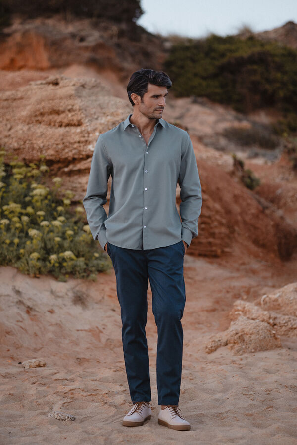 Celopman Camisa social de estrutura plana  verde