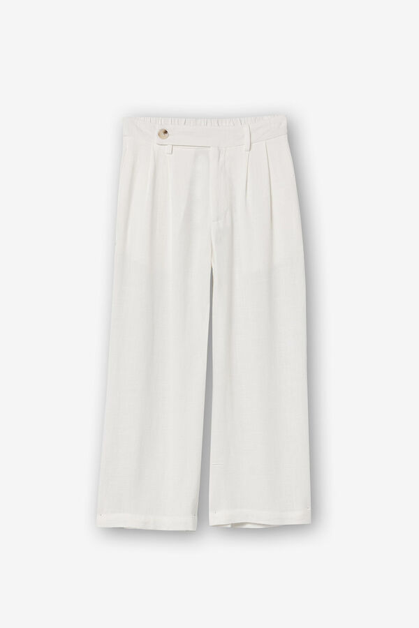 Tiffosi Cal&ccedil;as linho cropped branco