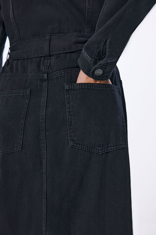 Springfield Vestido midi de ganga preto