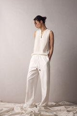 Springfield Pantal&oacute;n Jogger Lino Viscosa blanco