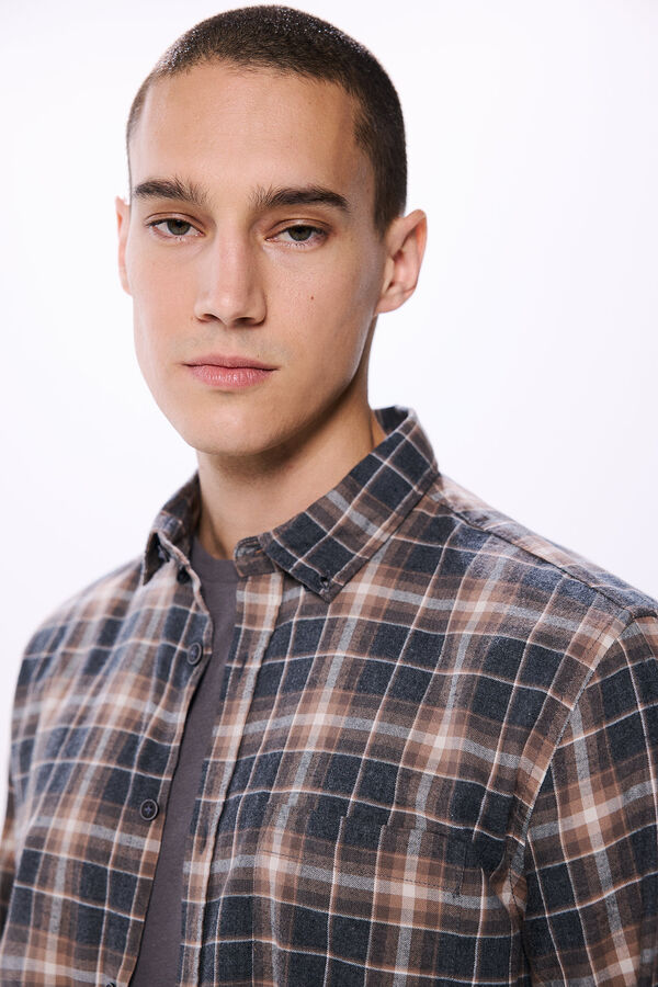 Springfield Camisa cuadros melange gris