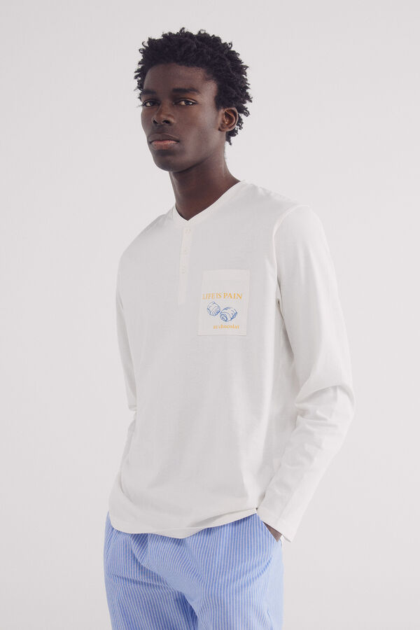 Springfield Pijama largo pantal&oacute;n tela rayas blanco