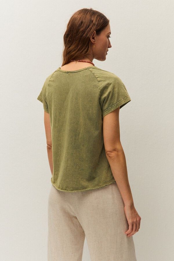 Systemaction Camiseta con print de mariposa kaki