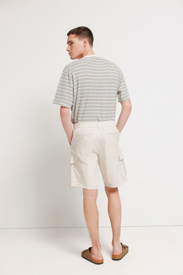 Springfield Bermuda lino carto comfort fit beige
