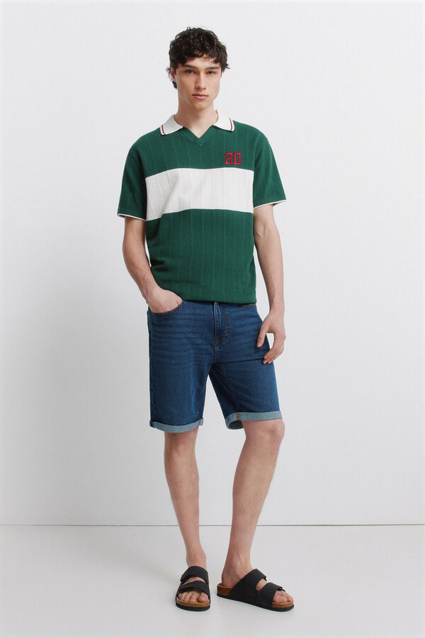 Springfield Bermuda vaquera b&aacute;sica lavado oscuro slim fit azul