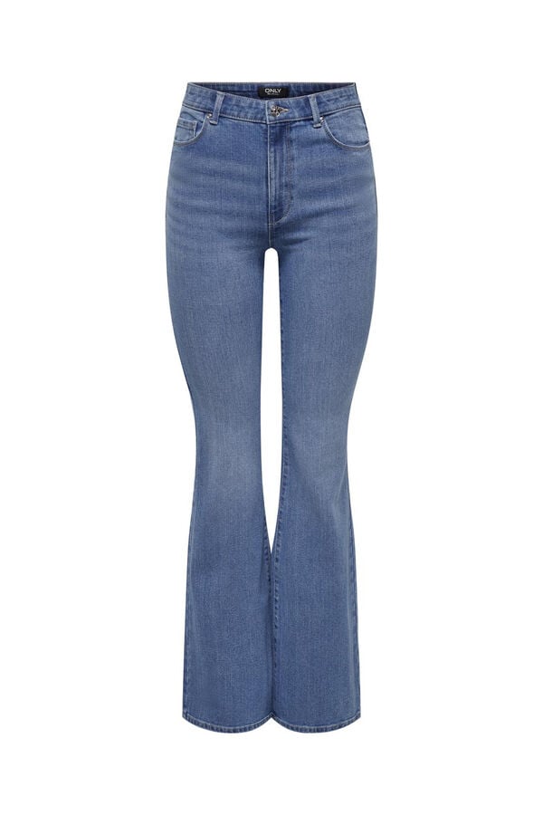 Only Jeans Flare Tiro Alto azul