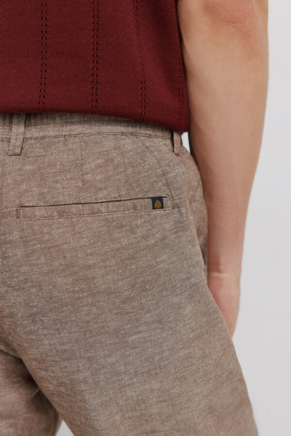 Springfield Pantal&oacute;n chino lino comfort fit marr&oacute;n
