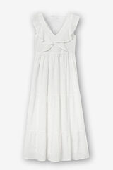 Tiffosi Vestido midi bordado ingl&ecirc;s branco