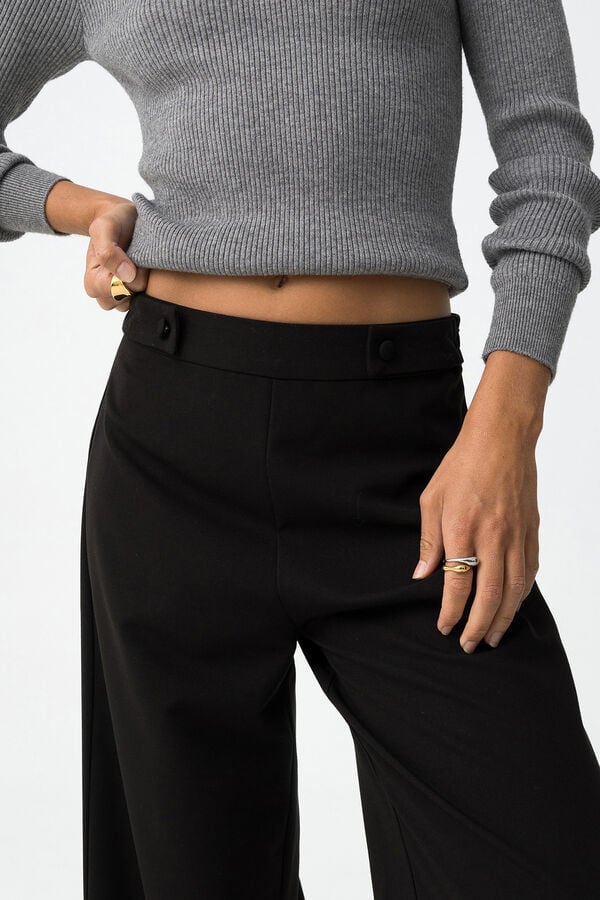 Tiffosi Pantalones Wide Leg con Presillas negro