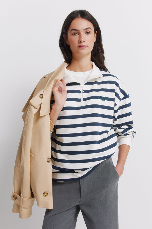 Springfield Sweatshirt de riscas bege