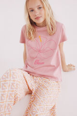 Springfield Kids Camiseta feminina hibisco rosa