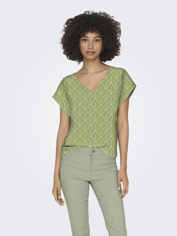 JDY Top escote pico gris