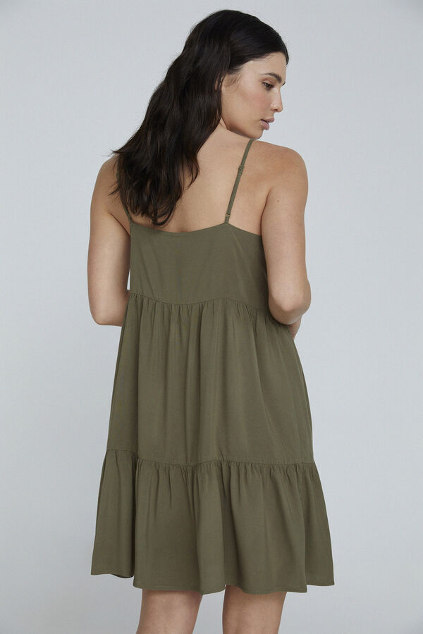 Only Vestido corto tirantes kaki
