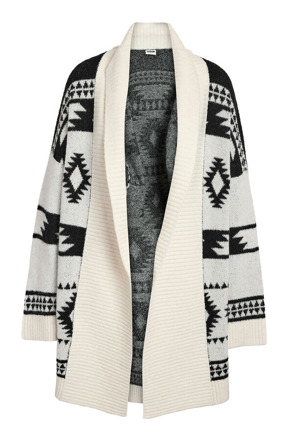 Noisy May Rebeca larga con cuello y estampado &eacute;tnico blanco