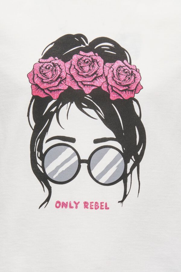 Only Girls T-shirt de manga curta com estampado frontal branco