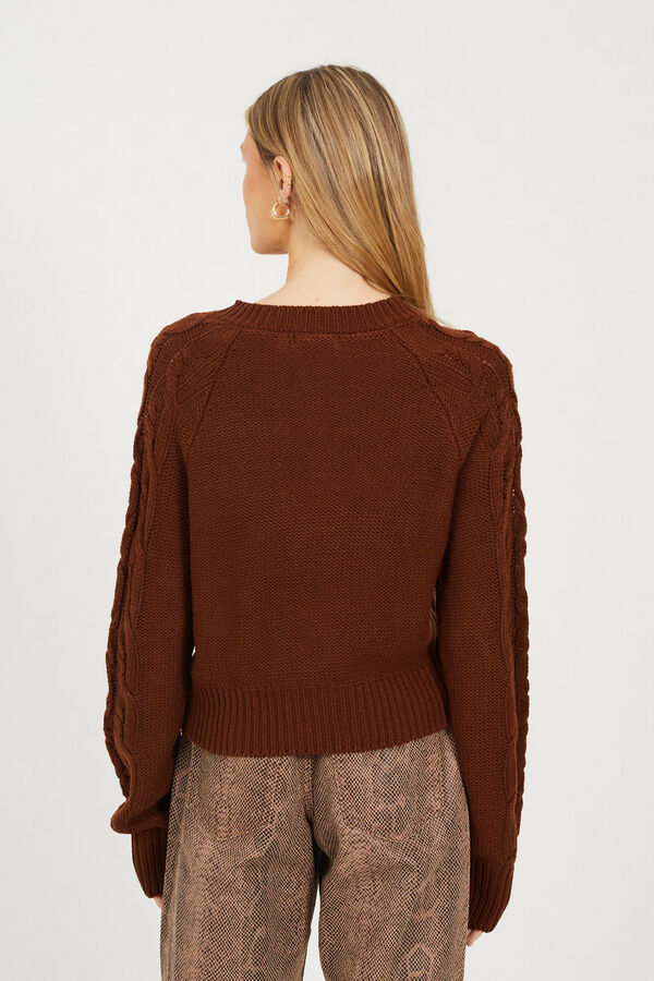 Brave Soul C&aacute;rdigan de punto con ochos tostado