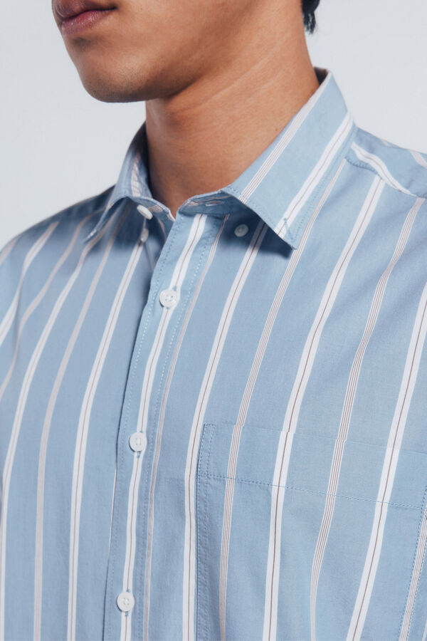 Springfield Camisa popel&iacute;n rayas azul