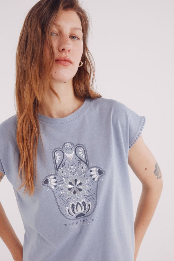 Springfield Camiseta gráfica étnica azul