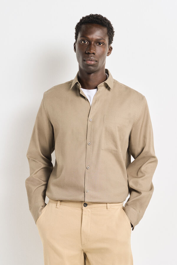 Springfield Camisa vestir tencel nude