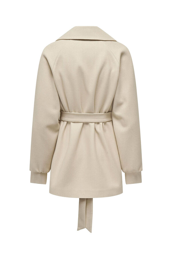 Only Abrigo corto cintur&oacute;n tostado