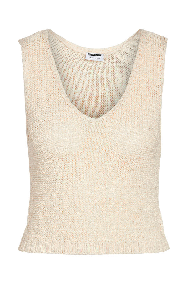 Noisy May Top com gola em bico branco