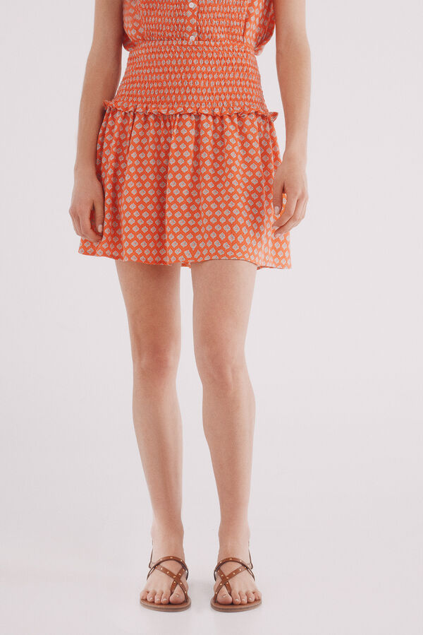 Springfield Falda goma nido de abeja estampada azul