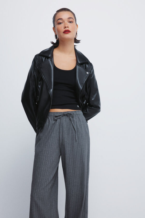 Springfield Pantalones jogger rayas lurex gris