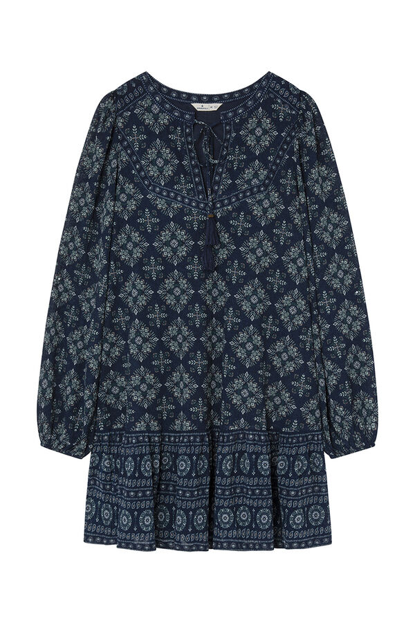 Springfield Vestido corto t&uacute;nica estampado azul
