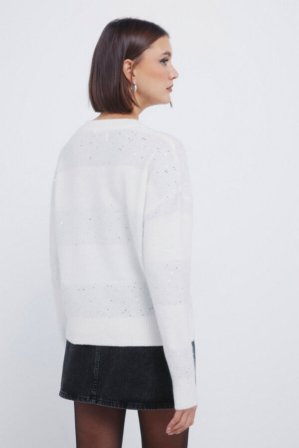 Springfield Jersey rayas lentejuelas blanco