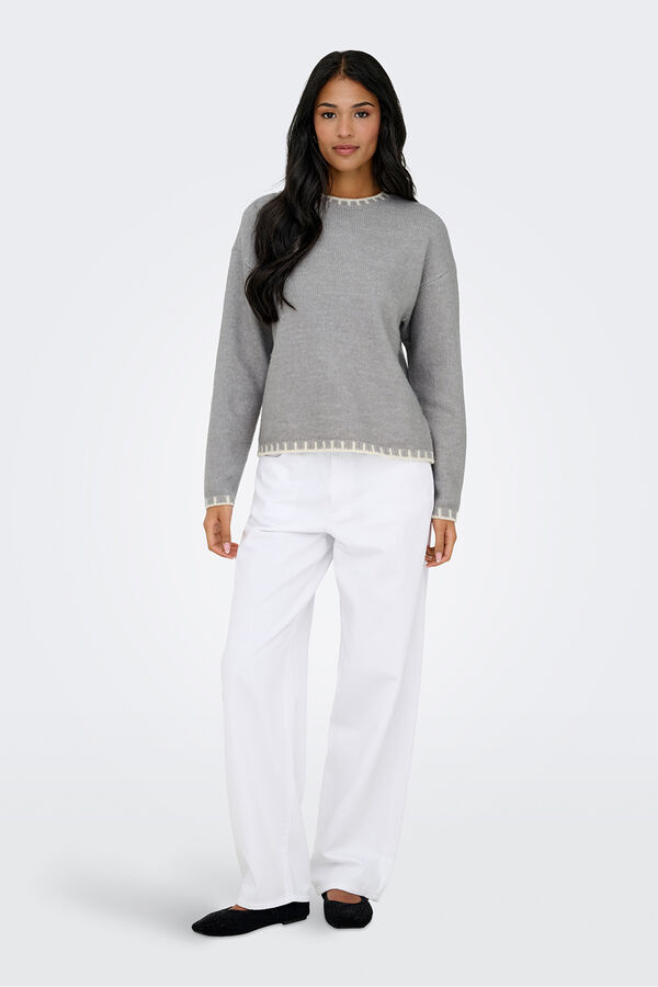 JDY Camisola gola redonda cinzento