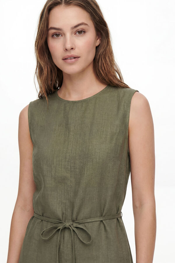 Pieces Vestido curto de linho sem mangas verde