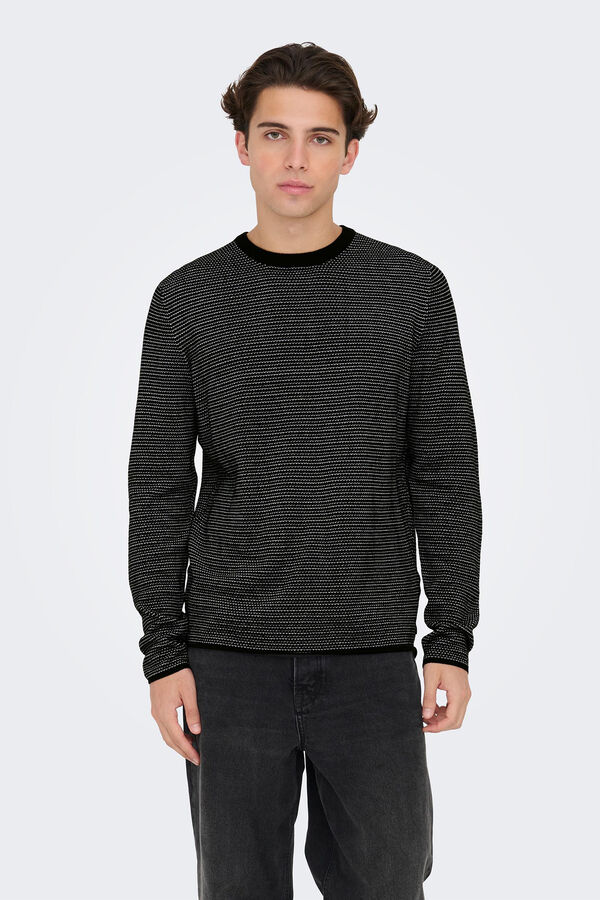 Only & Sons Jersery cuello redondo cl&aacute;sico negro