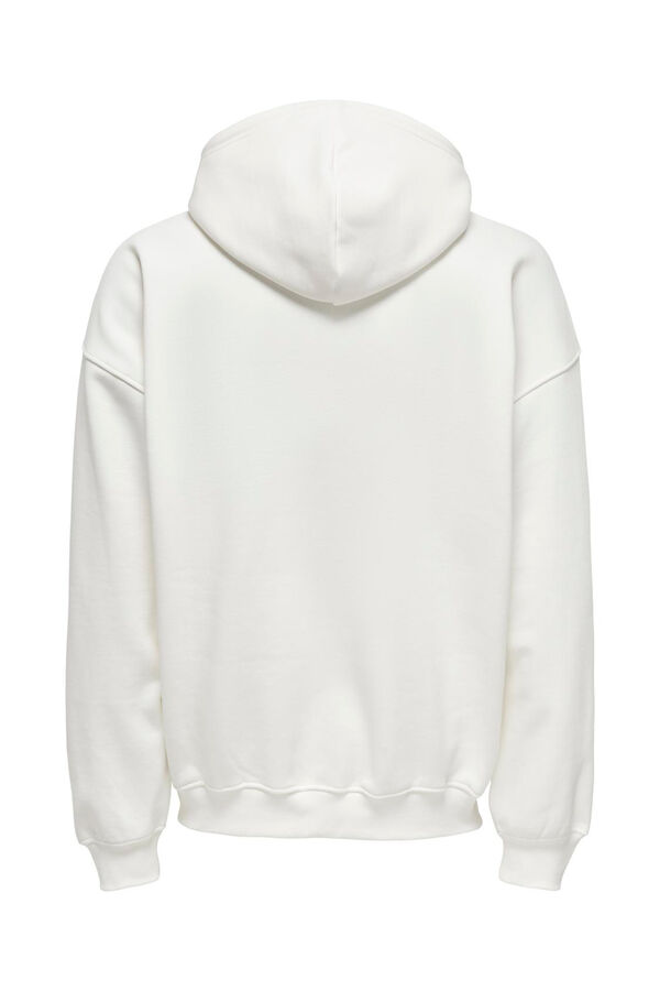 Only & Sons Sudadera relaxed con capucha y dibujo frontal blanco