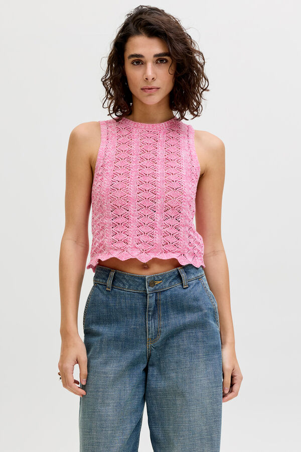 Jack & Jones Top punto calado rosa