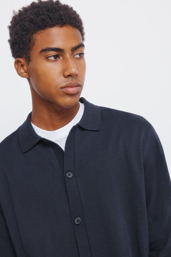 Springfield C&aacute;rdigan cuello polo botones azul