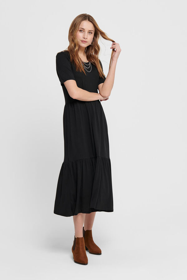 JDY Vestido midi manga corta negro