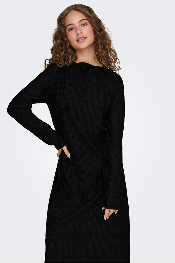 JDY Vestido midi manga larga negro
