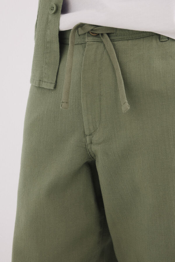 Springfield Pantalón dobby straight fit kaki