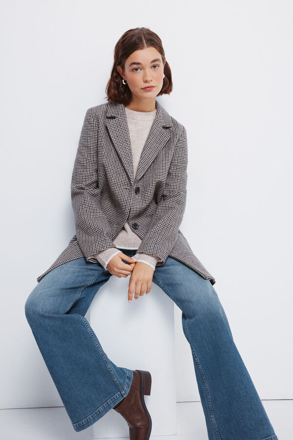 Springfield Abrigo cuadros cuello solapa azul