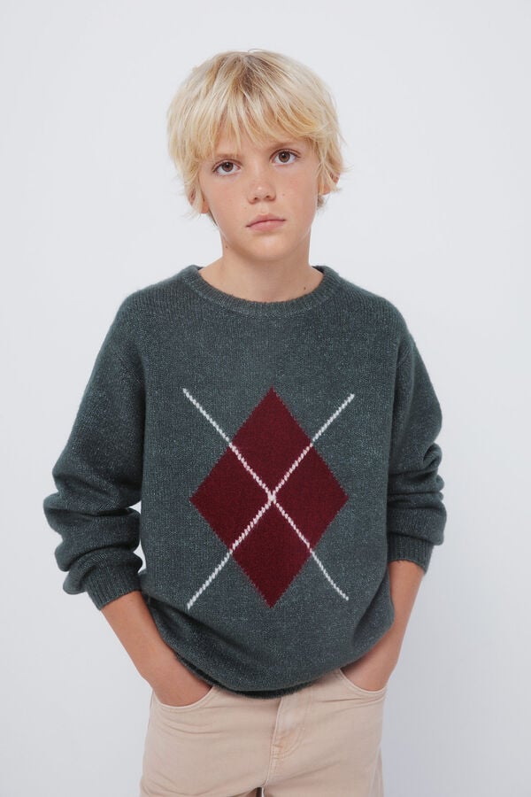 Springfield Kids Jersey rombos caqui ni&ntilde;o verde
