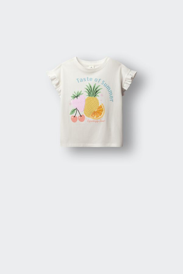 Springfield Kids T-shirt de manga curta de frutas para menina bege
